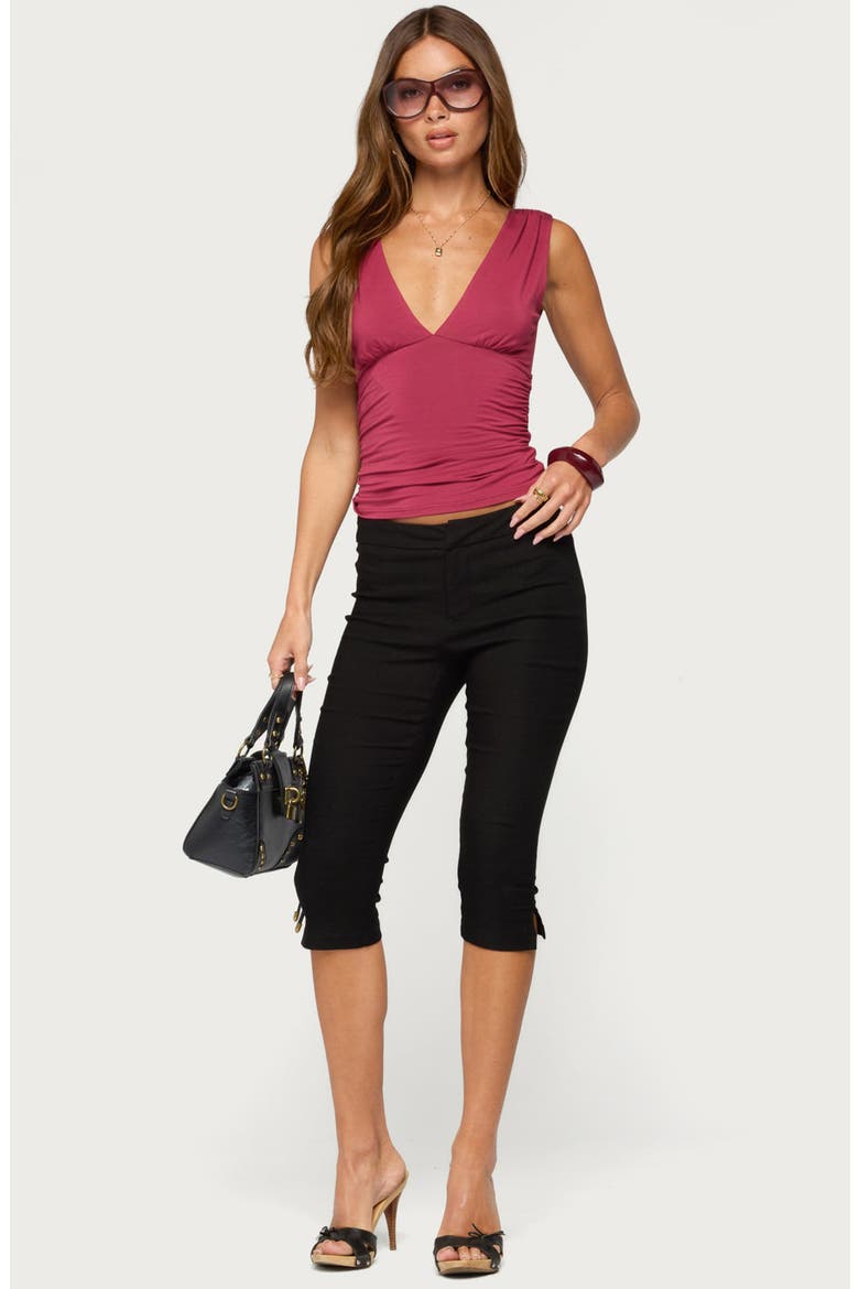 Boba Ruched V-Neck Tank Top, Alternate, color, BERRY