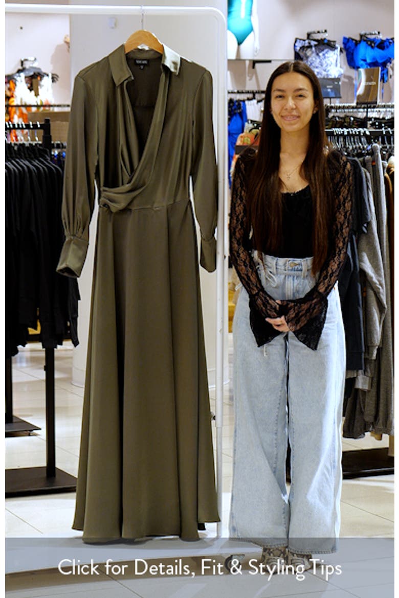 Spread Collar Long Sleeve Satin Gown video