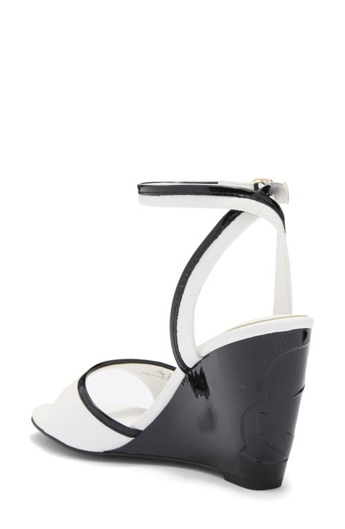 Karl Lagerfeld Paris Kersey Wedge Sandal In Bright White/black
