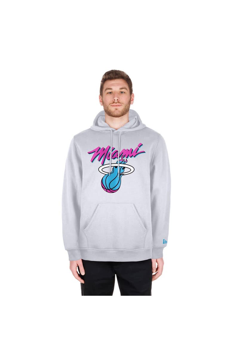 New Era Men's New Era  White Miami Heat 2024/25 City Edition Pullover Hoodie, Alternate, color, 