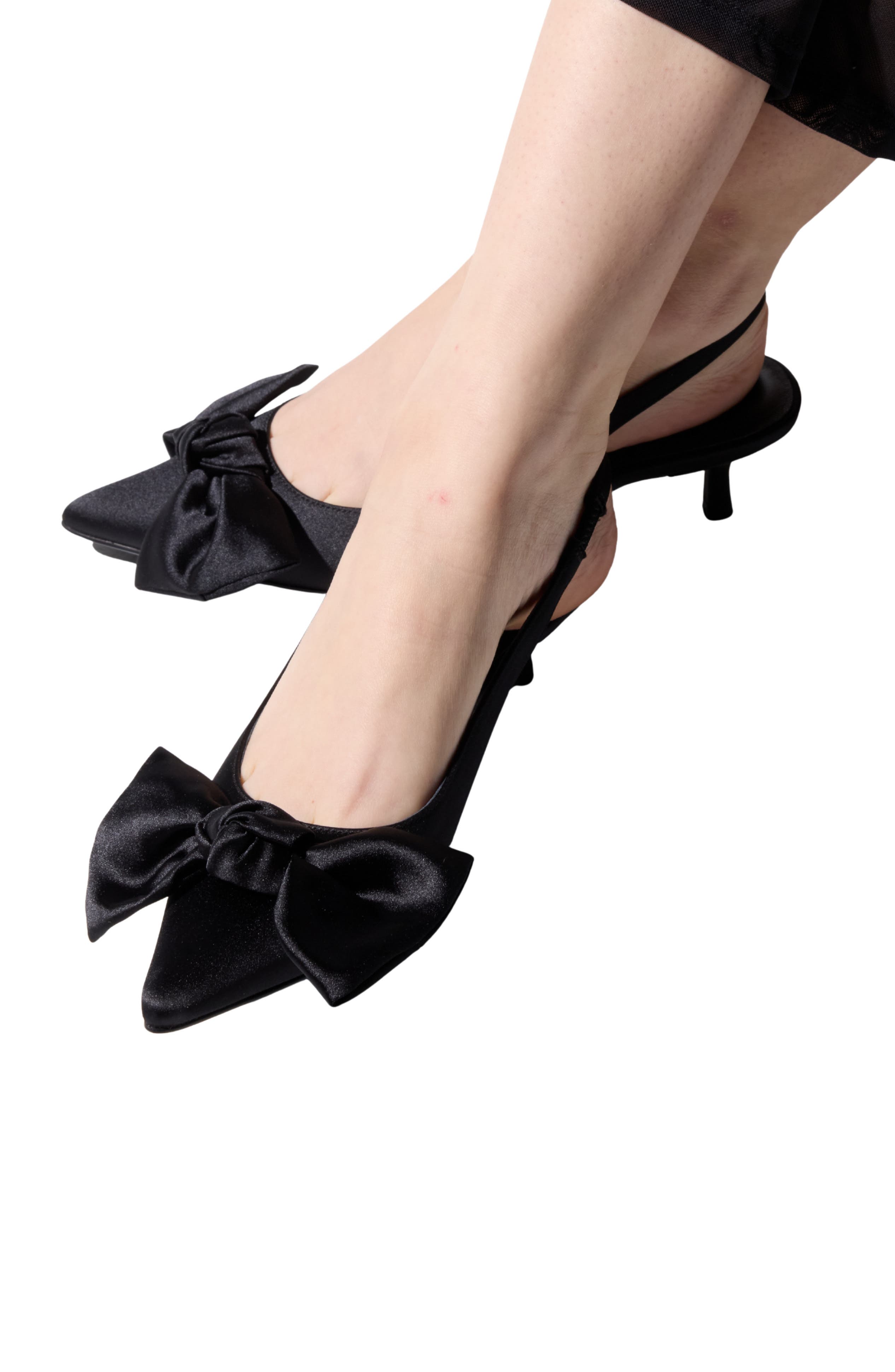 Yosi Samra Elise Slingback Pointed Toe Kitten Heel Pump, Alternate, color, Black
