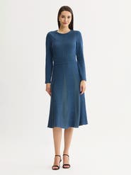 Misook Floral Pane Soft Knit Maxi Dress