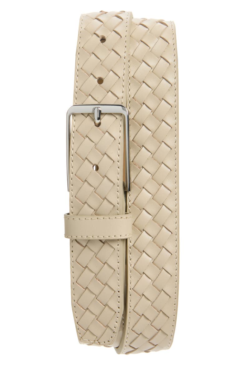 Enzo Woven Leather Belt, Main, color, SAND