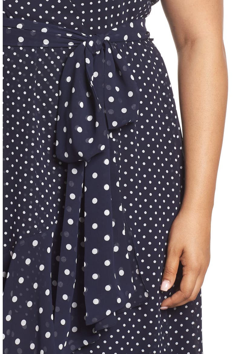 Polka Dot High/Low Hem Dress, Alternate, color, NAVY/ IVORY