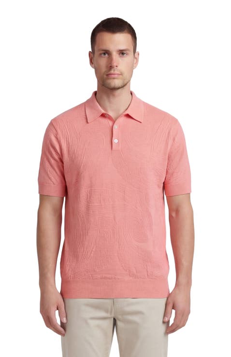 Mens Jacquard Linen Cotton Polo