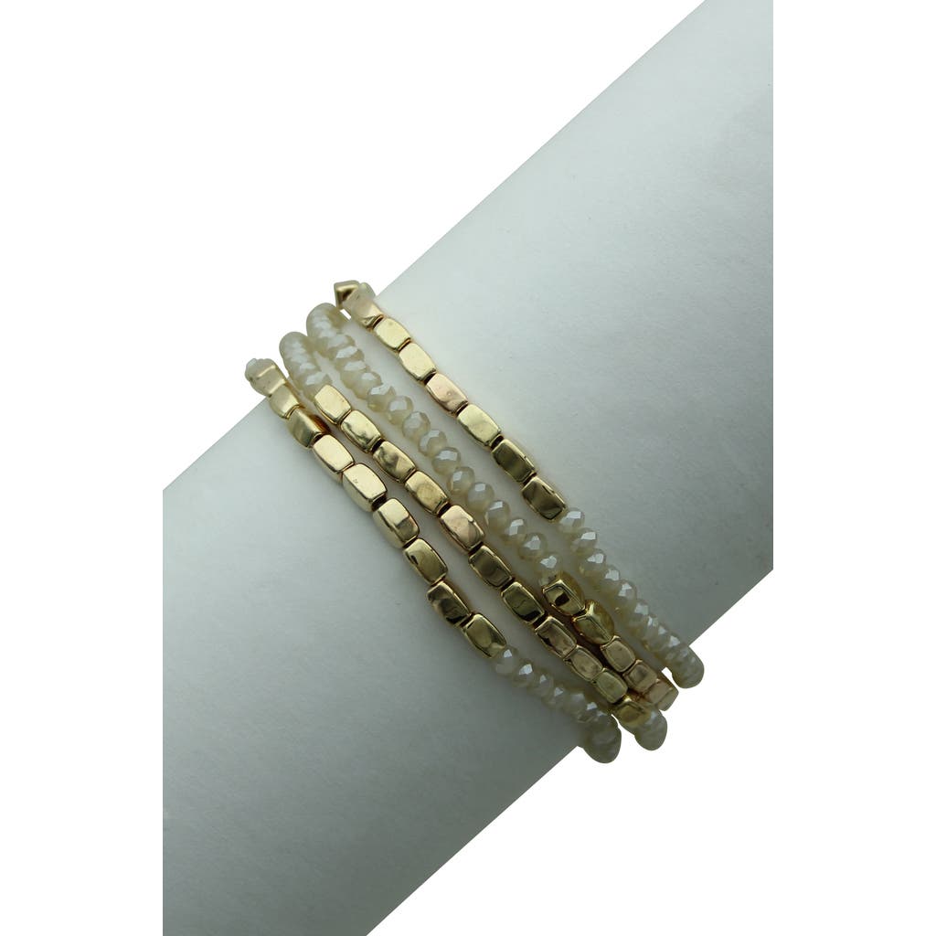 Olivia Welles Glass Beaded Stretch Bracelet In Gold
