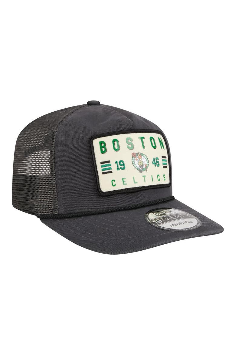 Men's New Era  Charcoal Boston Celtics Washed Patch 19TWENTY Adjustable Trucker Hat, Alternate, color, Charcoal