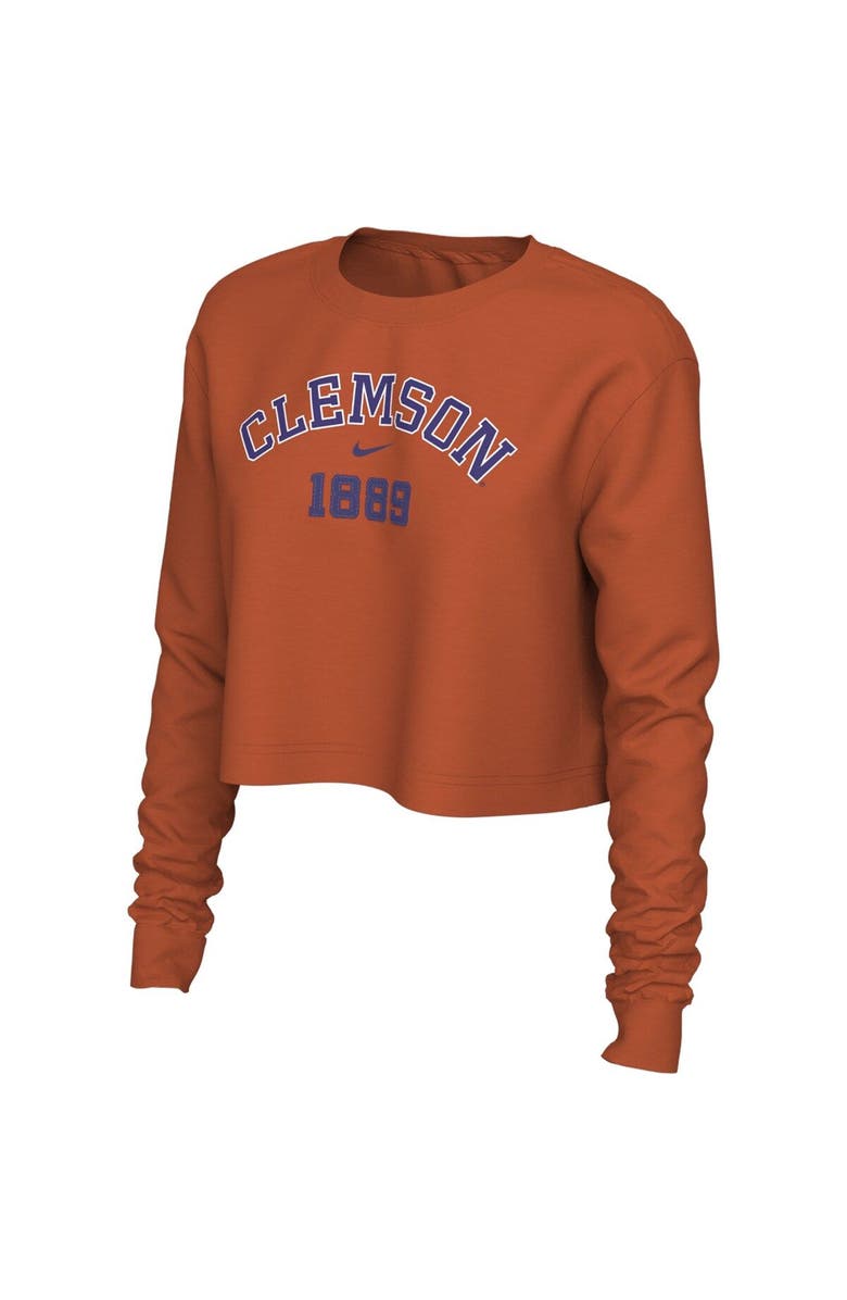 Nike Women's Nike Orange Clemson Tigers Est. Cropped Long Sleeve T-Shirt, Alternate, color,
