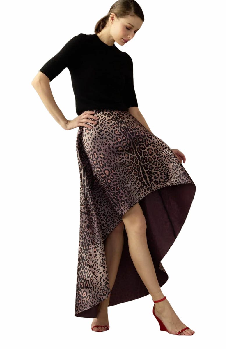 Cynthia Rowley Leopardess Satin Skirt, Alternate, color, 