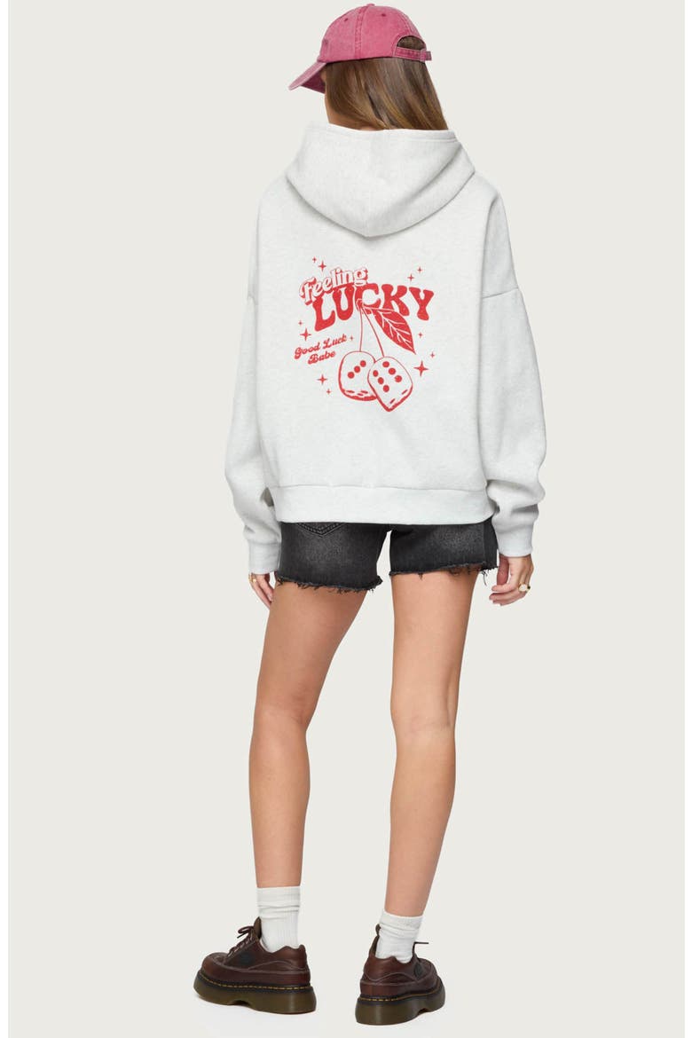 Feeling Lucky Oversize Hoodie, Alternate, color, GRAY-MELANGE