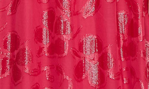 Shop Sl Fashions Floral Burnout Halter Gown In Fuchsia
