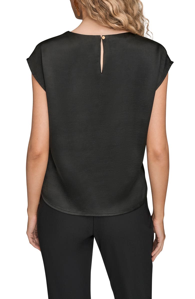 Donna Karan New York Beaded Cap Sleeve Satin Top, Alternate, color, 