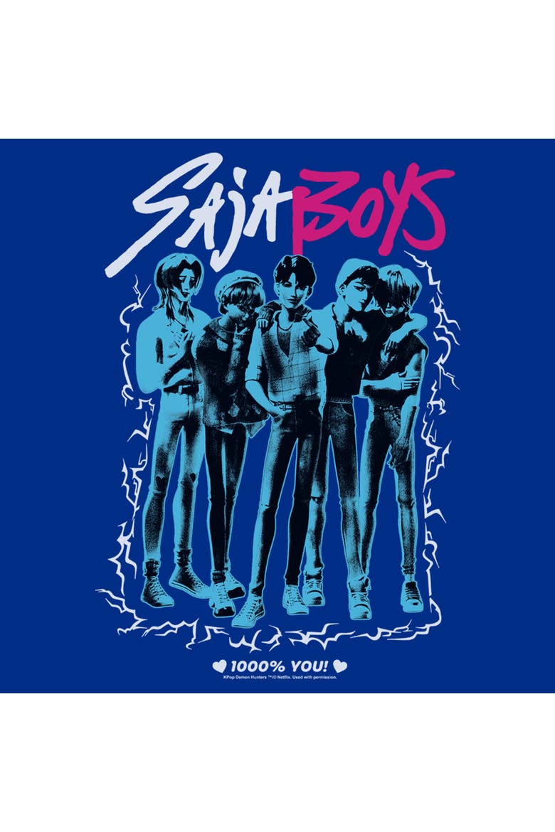 Junior's KPop Demon Hunters Saja Boys Portrait  Graphic T-Shirt, Alternate, color, Royal Blue