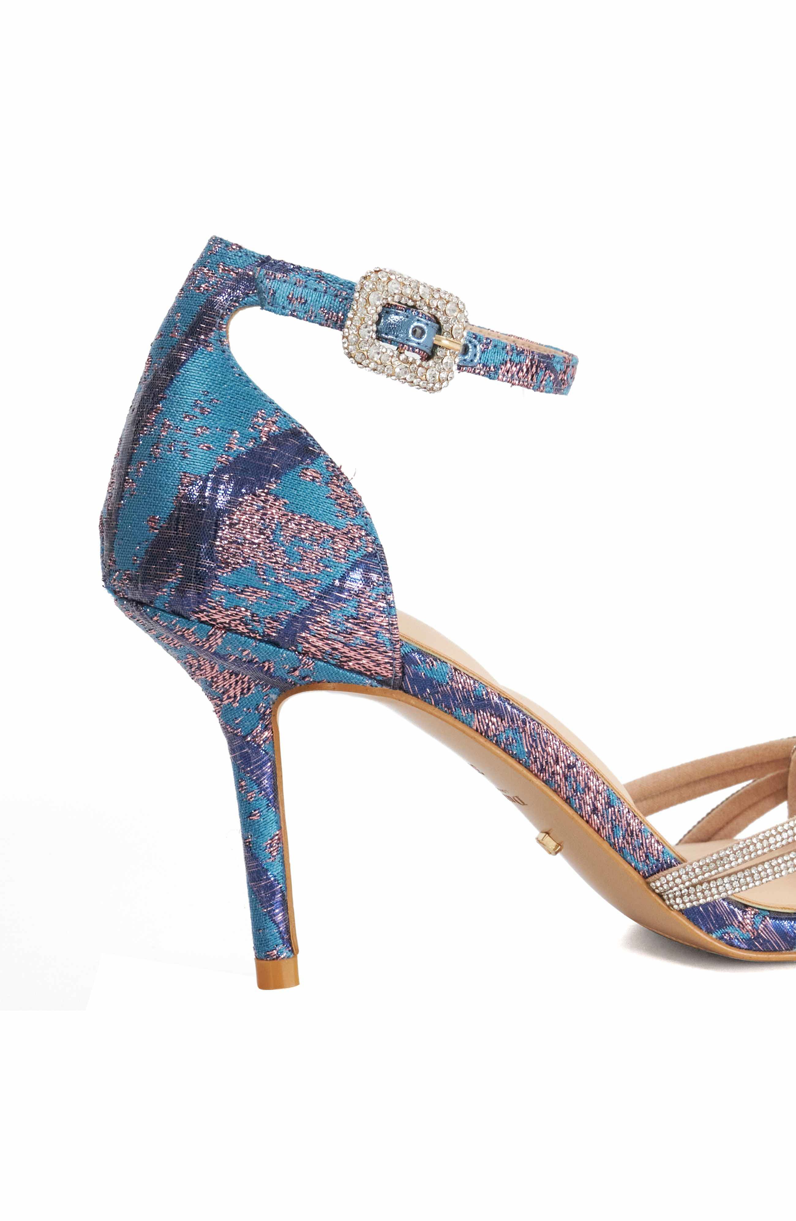 Dune London MIrror Ankle Strap Sandal, Alternate, color, Teal