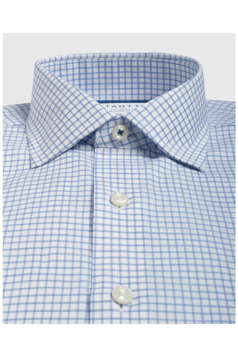 Contemporary Fit Check Wrinkle Resistant Cotton Dress Shirt, Alternate, color, NAVY/ WHITE