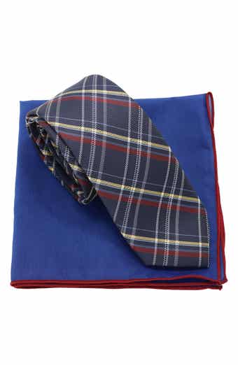 Ben Sherman Diagonal Plaid Tie & Pocket Square Set