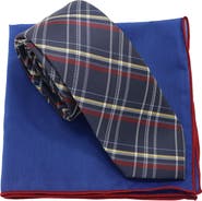 Ben Sherman Diagonal Plaid Tie & Pocket Square Set