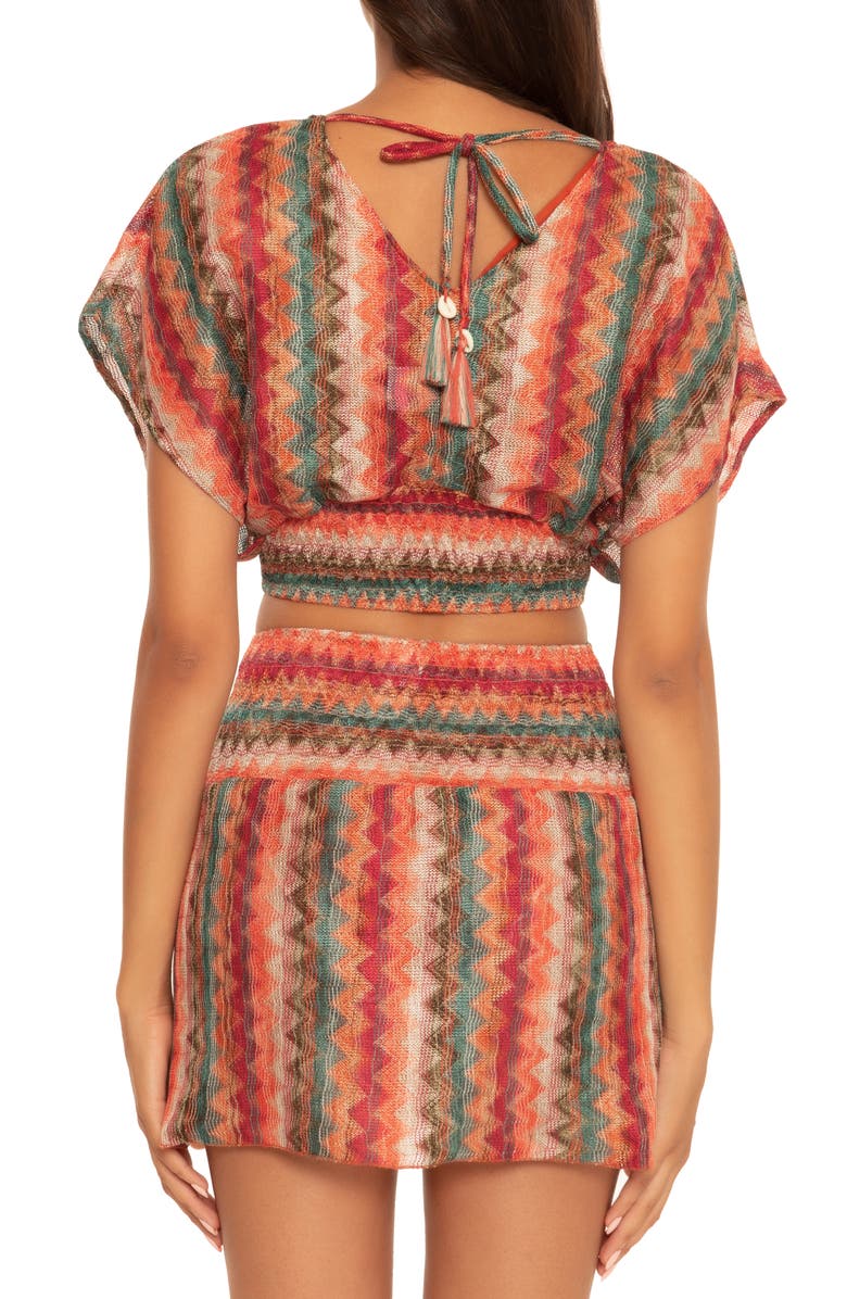 Isabella Rose Smocked Cover-Up Crop Top, Alternate, color, 