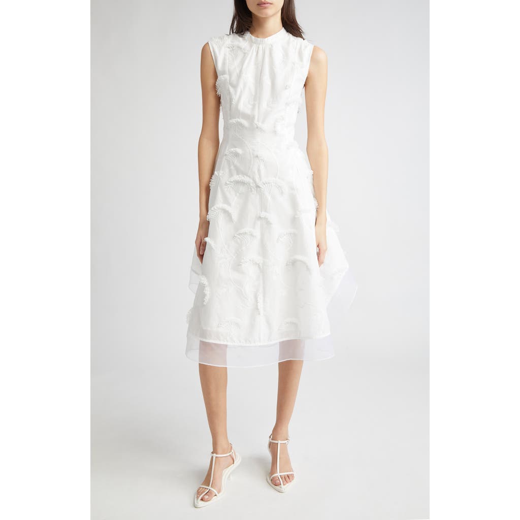 3.1 Phillip Lim Sleeveless Chiffon & Embroidery Dress In White
