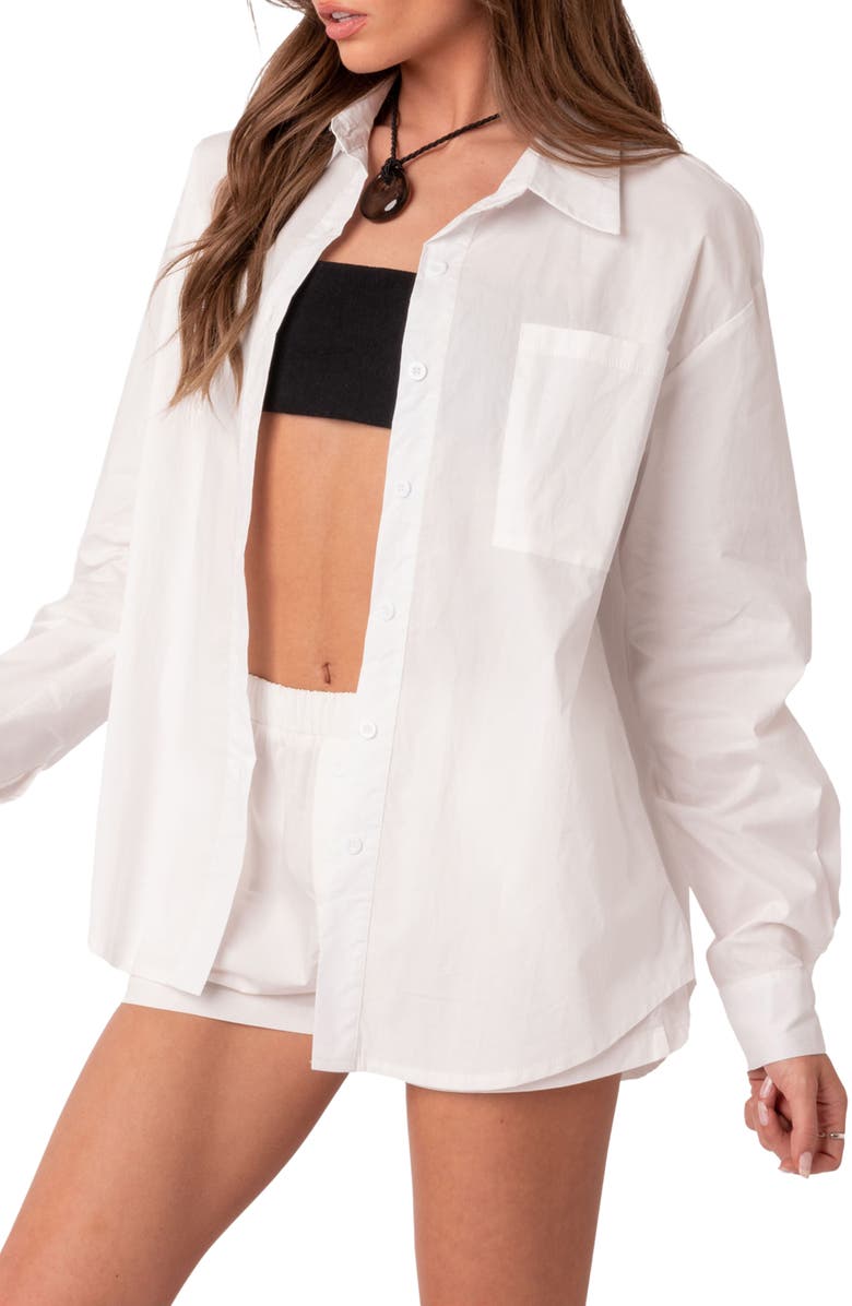 EDIKTED Long Sleeve Button-Up Shirt, Alternate, color, 