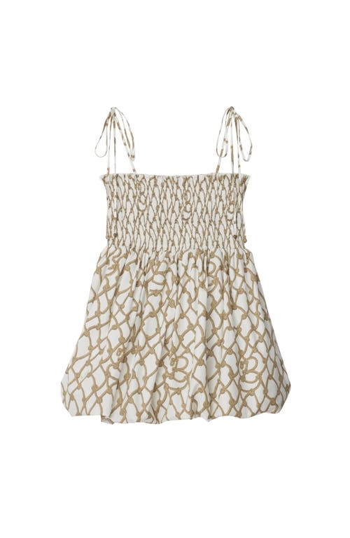 Burberry Knot Shirred Cotton Minidress In Thatch