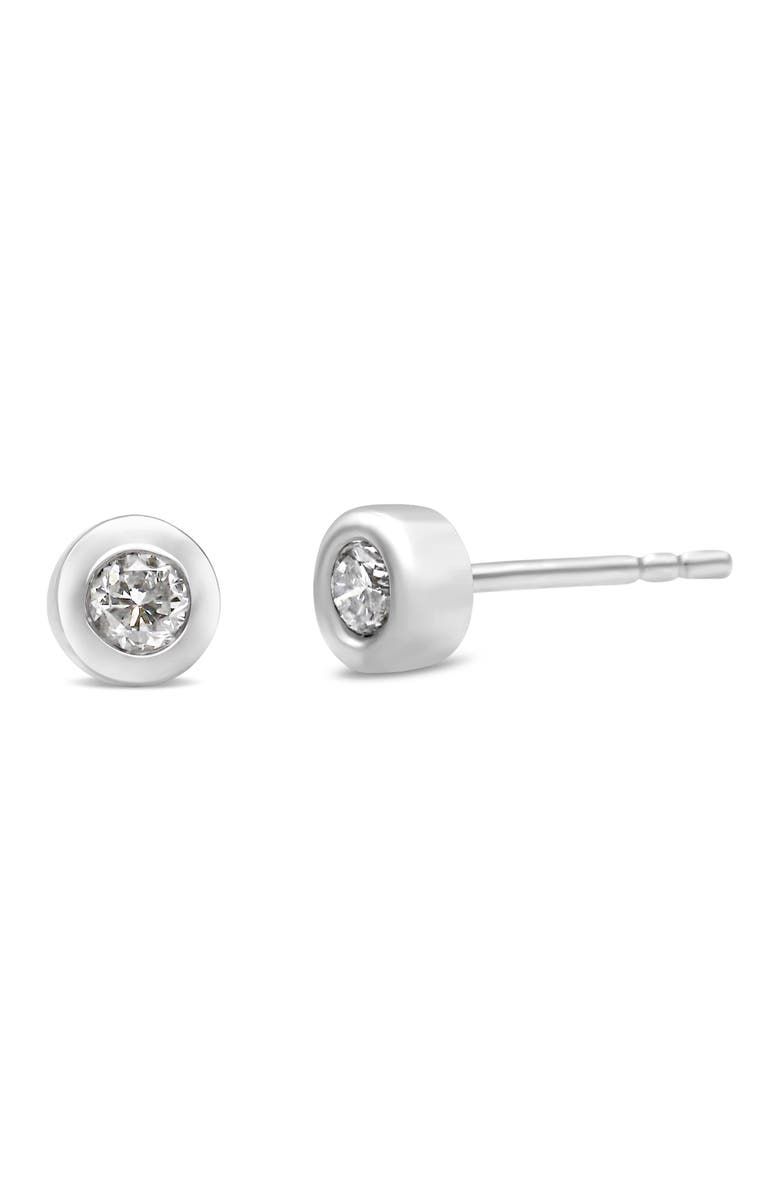 Haus of Brilliance 10K White Gold 1/5 Ct Near Colorless Diamond Bezel- Stud Earrings, Alternate, color, White