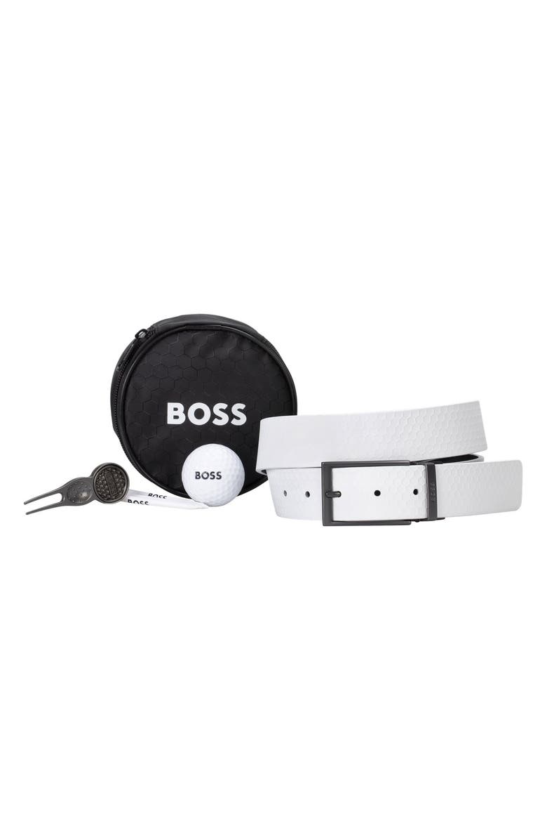BOSS Leather Belt, Golf Ball, Tee & Divot Fixer Gift Set, Main, color, 