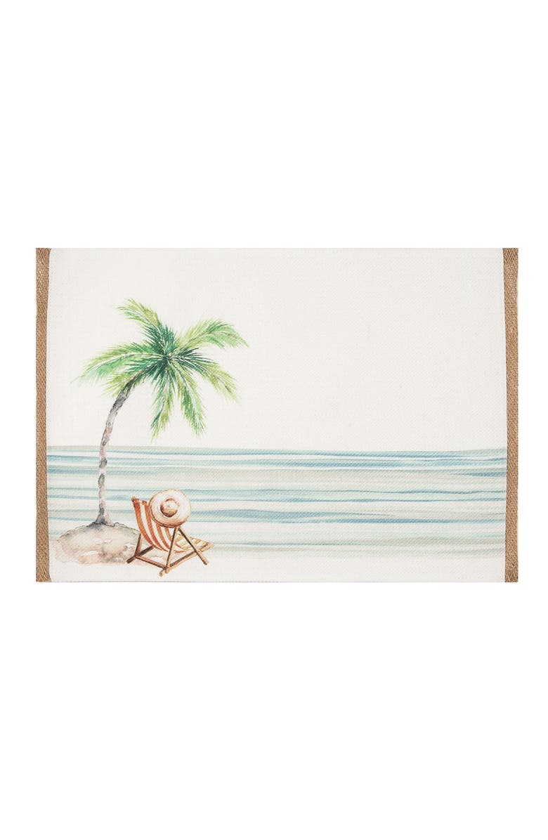C&F Home Life Is Better At The Beach Embroidered Placemats Set of 6 Coastal, 13" x 16", Main, color, Blue