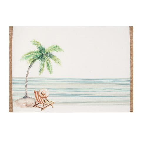 Life Is Better At The Beach Embroidered Placemats Set of 6 Coastal, 13" x 16"