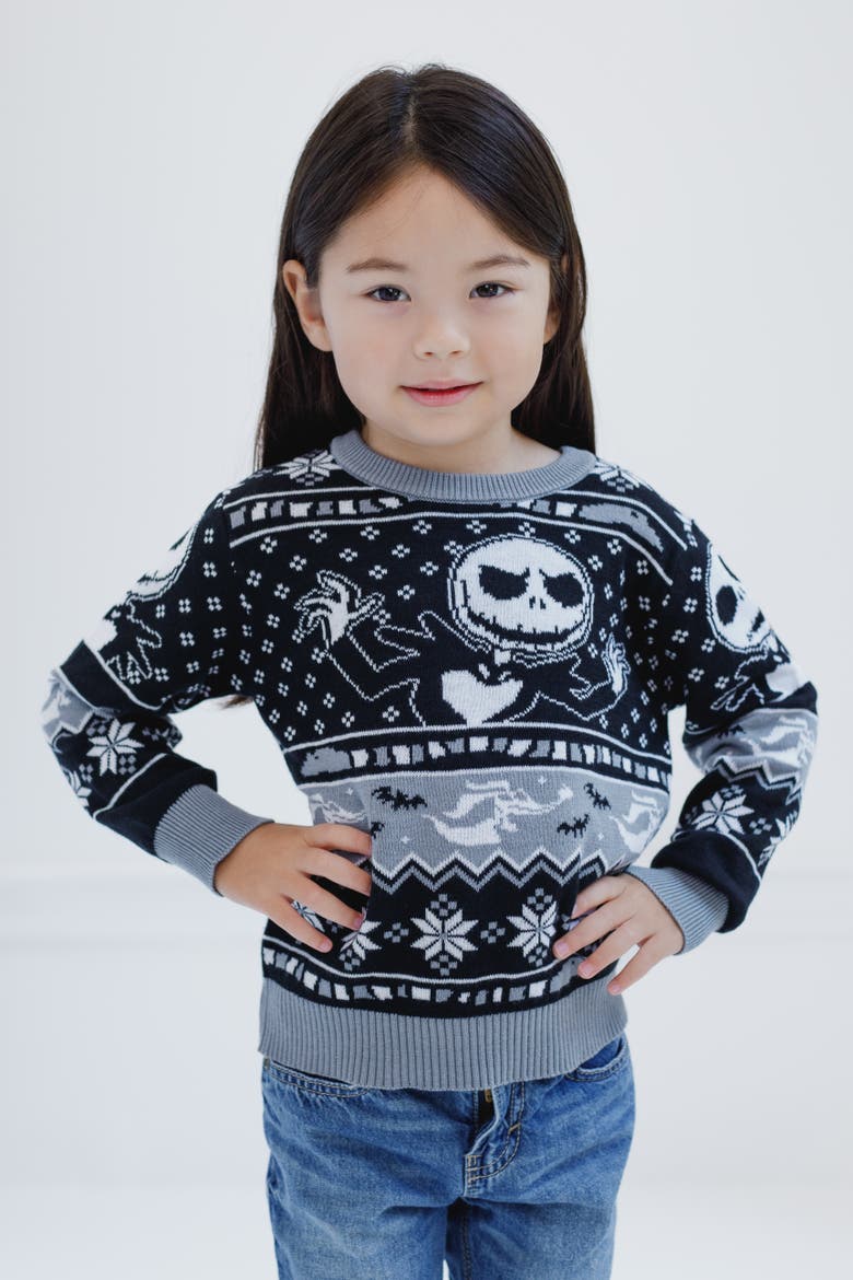 Nightmare Before Christmas Holiday Sweater, Alternate, color, Jack and Zero Black