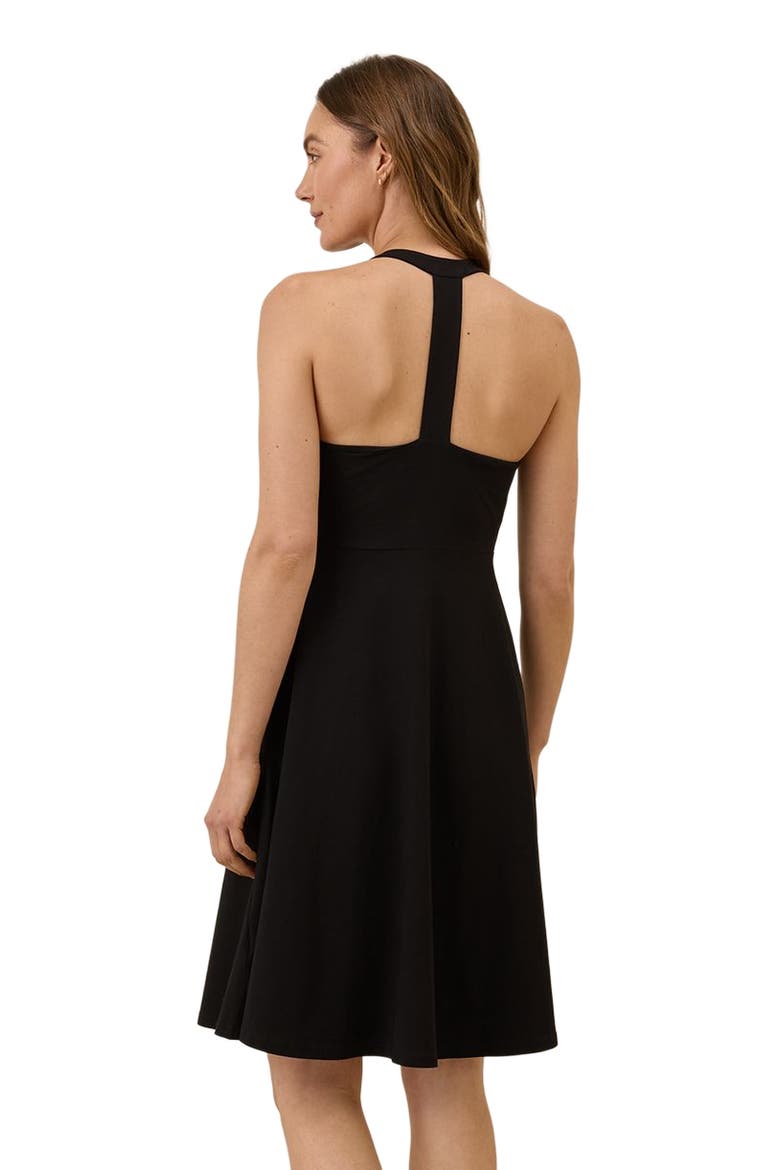 Organic Cotton Fit & Flare Gathered Halter Dress, Alternate, color, Black