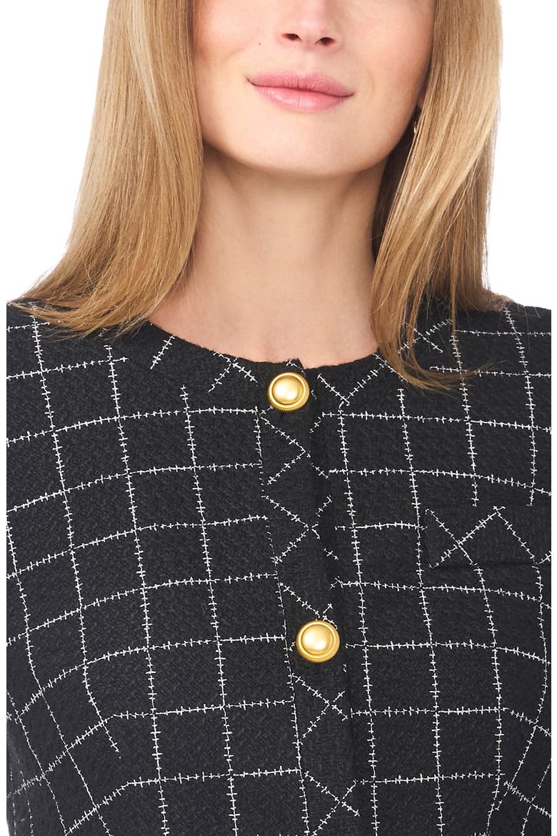 Viv Crewneck Tweed Crop Jacket, Alternate, color, RICH BLACK