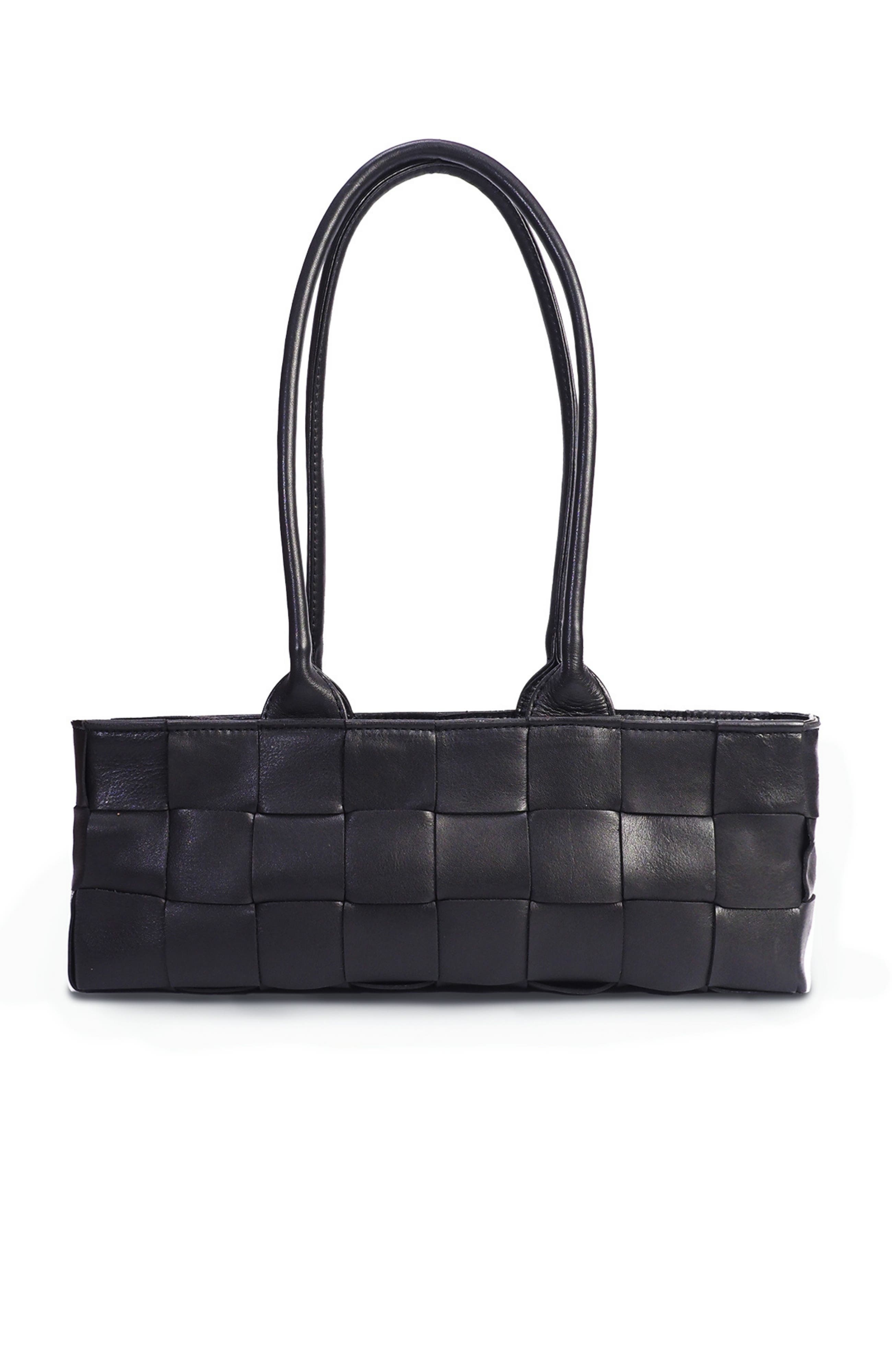 Mandrn Woven Leather Shoulder Bag, Main, color, Black