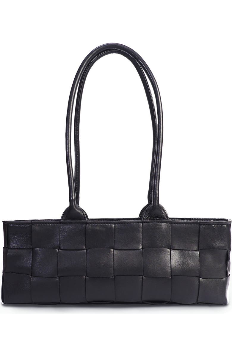 Mandrn Woven Leather Shoulder Bag, Main, color, Black