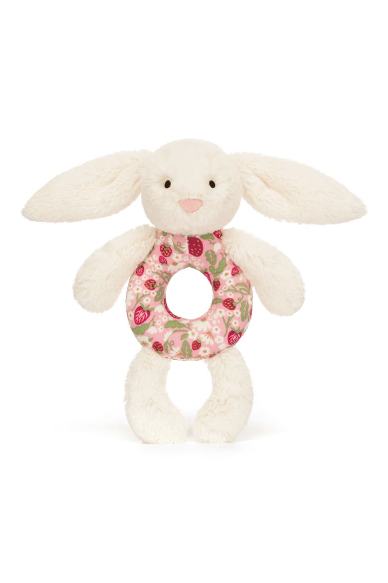 Blossom Cream Bunny 'Berry' 7-Inch Ring Rattle, Main, color, MULTI