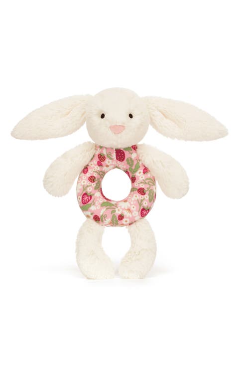 Blossom Cream Bunny 'Berry' 7-Inch Ring Rattle