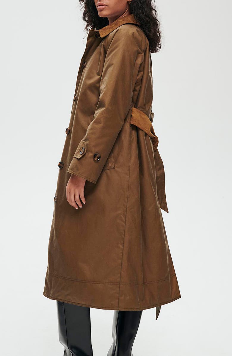 Barbour Marianne Waxed Cotton Trench Coat, Alternate, color,
