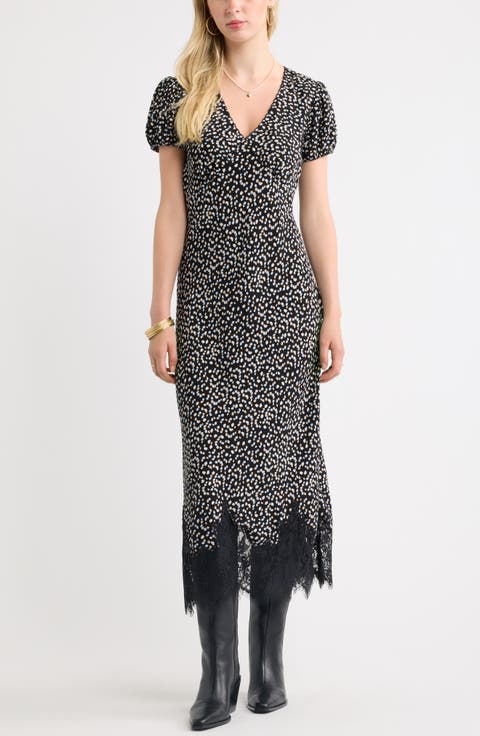 Lace Trim Bias Cut Midi Dress
