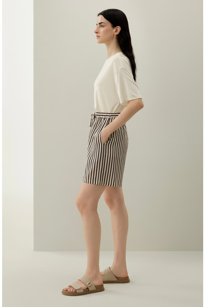 Women's Striped Silk Shorts, Alternate, color, Ink Stripe