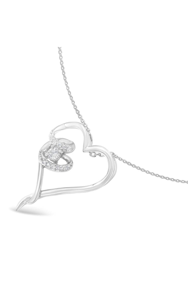 .925 Sterling Silver 1/10 cttw Diamond Heart Pendant Necklace, Alternate, color, White