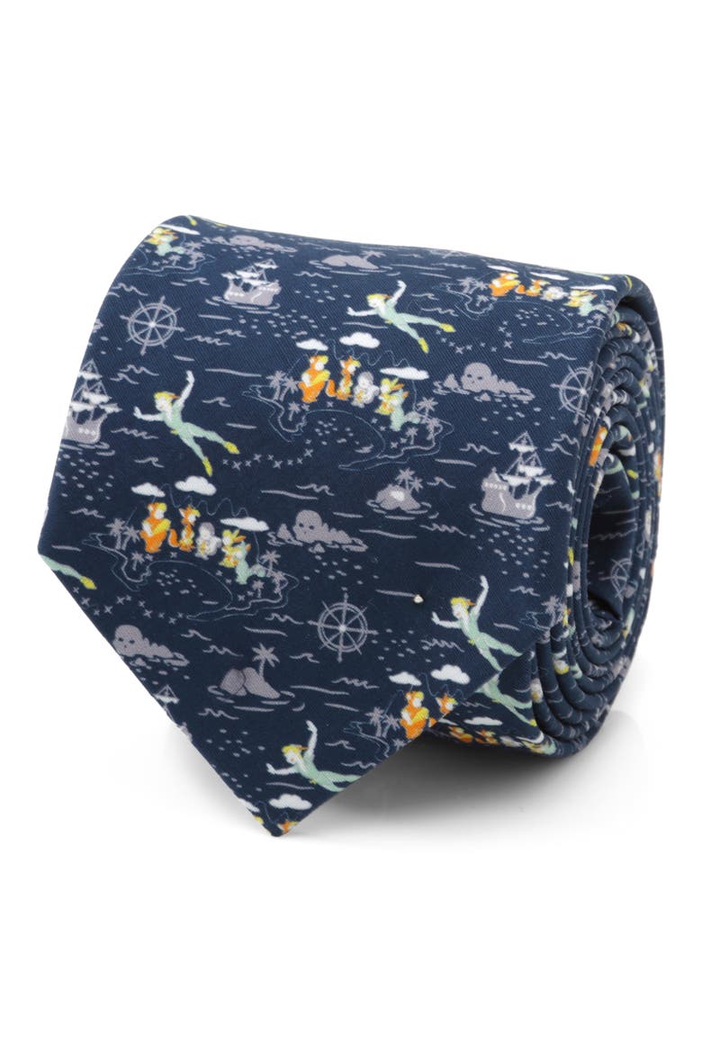 Peter Pan Flying Blue Cotton Tie, Alternate, color, MULTI