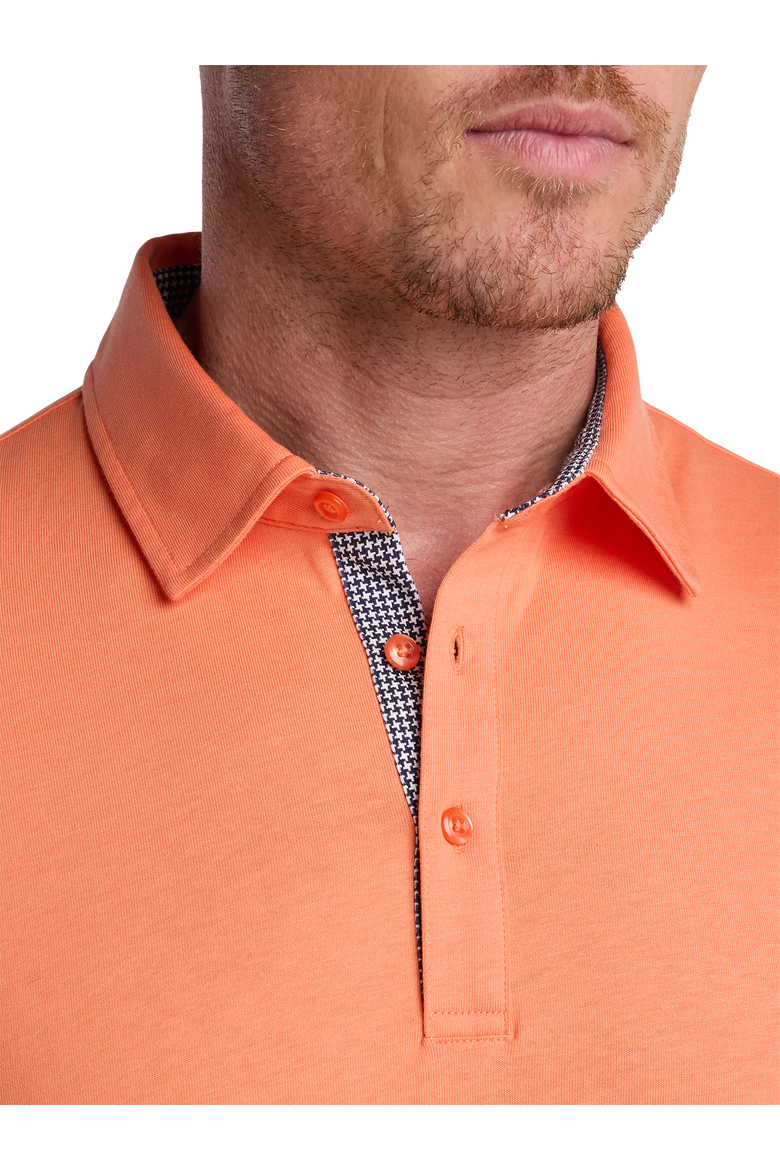 Mercerized Cotton Three Button Polo, Alternate, color, Melon