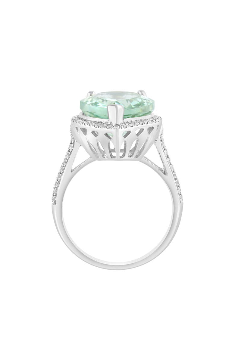 EFFY Sterling Silver Pear Cut Green Quartz Cubic Zirconia Halo Ring, Alternate, color, 