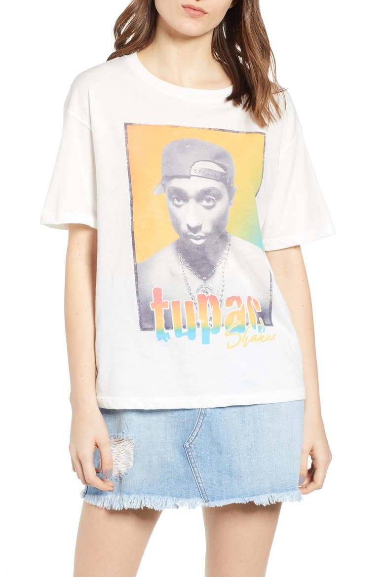 by Daydreamer Tupac Graphic Tee, Main, color, WHITE