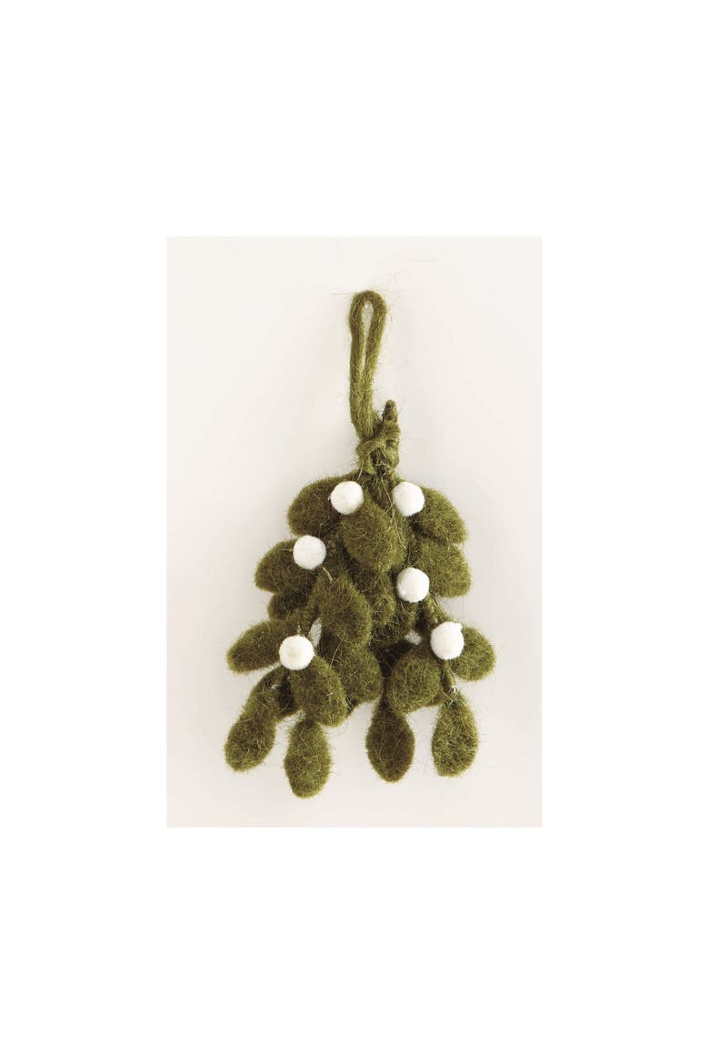 Green Mistletoe Felt Ornament Christmas Tree Decoration, Main, color, Green