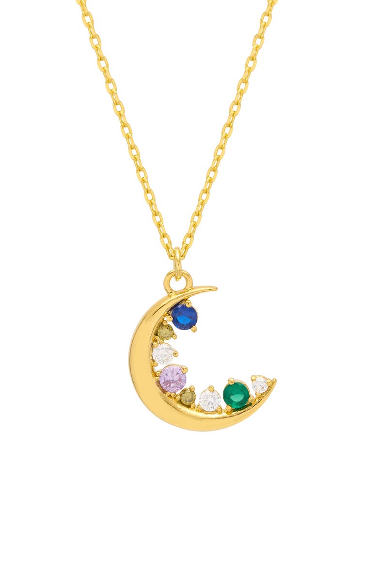 Cubic Zirconia Moon Necklace, Main, color, GOLD