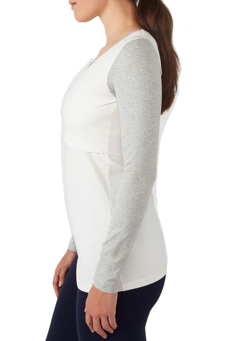 Maternity/Nursing Tee, Alternate, color, EGGSHELL/ GREYMIX MELANGE