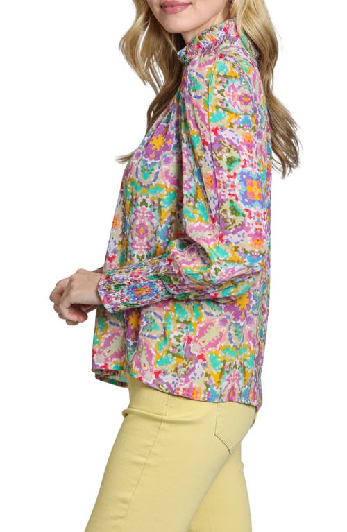 Apny Print High Neck Shirt In Pink Multi