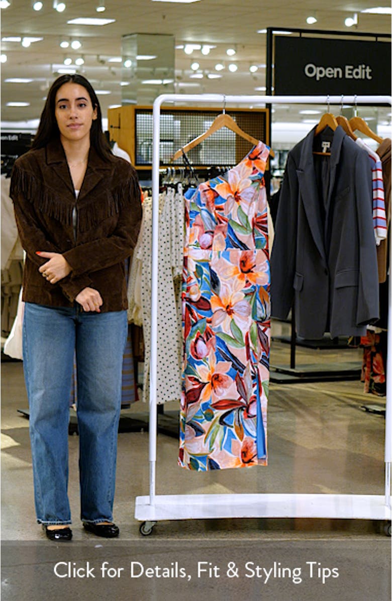 One-Shoulder Tropical Floral Midi Dress, sales video thumbnail