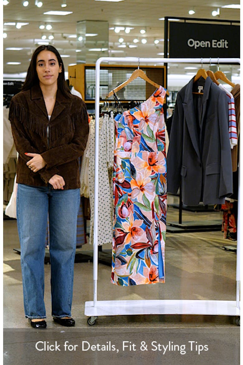 One-Shoulder Tropical Floral Midi Dress video